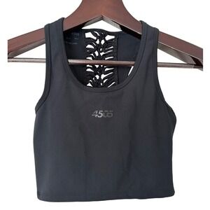 ASOS 4505 Womens Black Macrame Back Crop Top Activewear Tank US 4